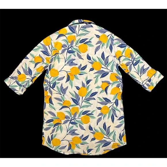 Print Fresh Sleep‎ Shirt Pajamas Lemon Zest Size XS Button Down Nightgown